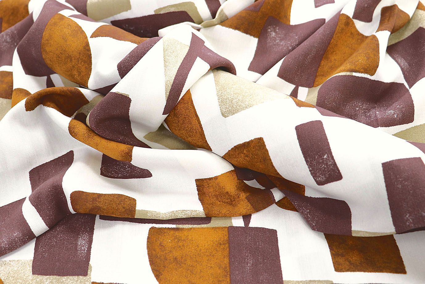 Штапель принт/коричнево-фиолетовый на молочном 3858-PY/D#22/C#1