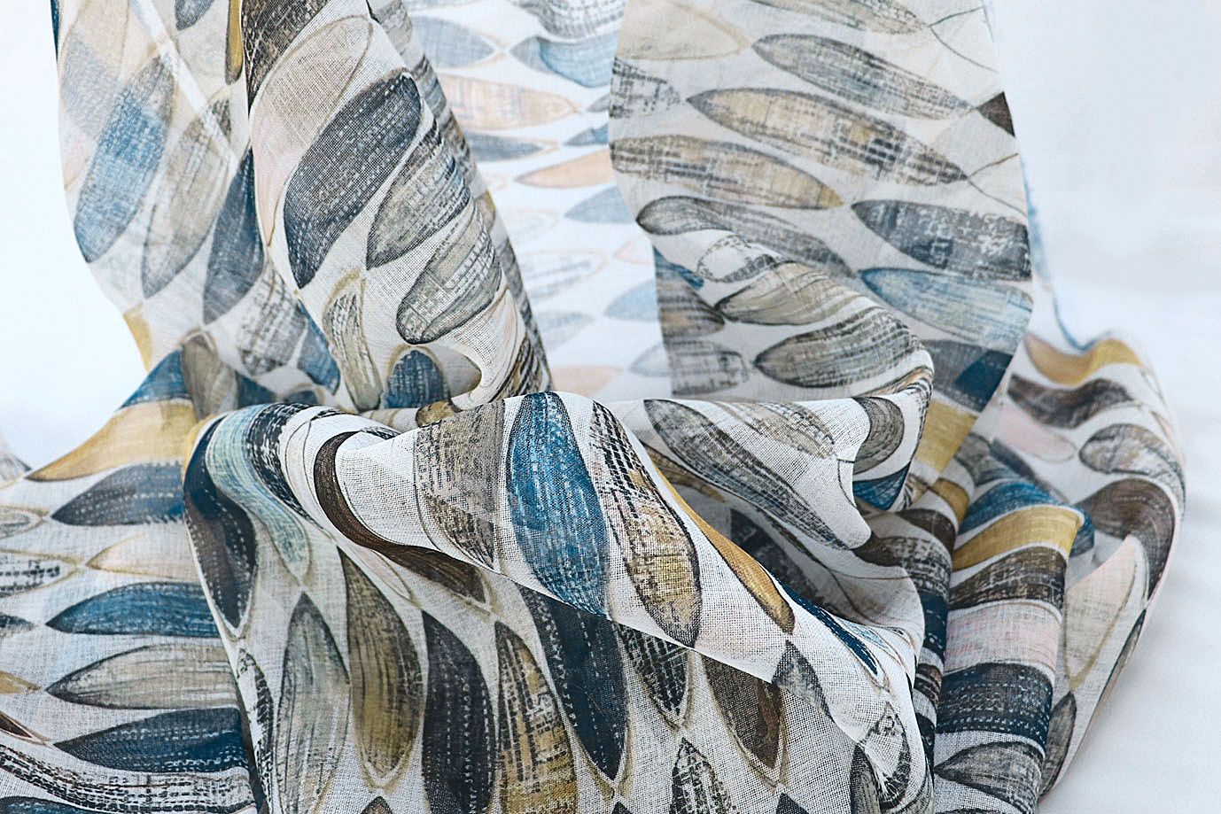 Тюль принт/желто-серо-голубой WBC23/C#19C