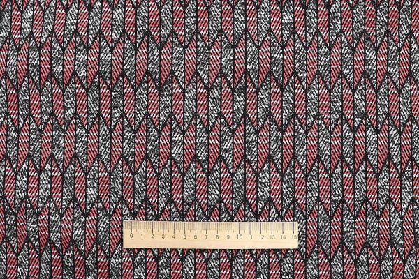 Трикотаж жаккард/серо-коралловый 2816-PY/D#3/C#2