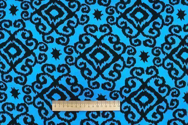Штапель принт/узор черный на синем 1374-PY/D#31/C#2