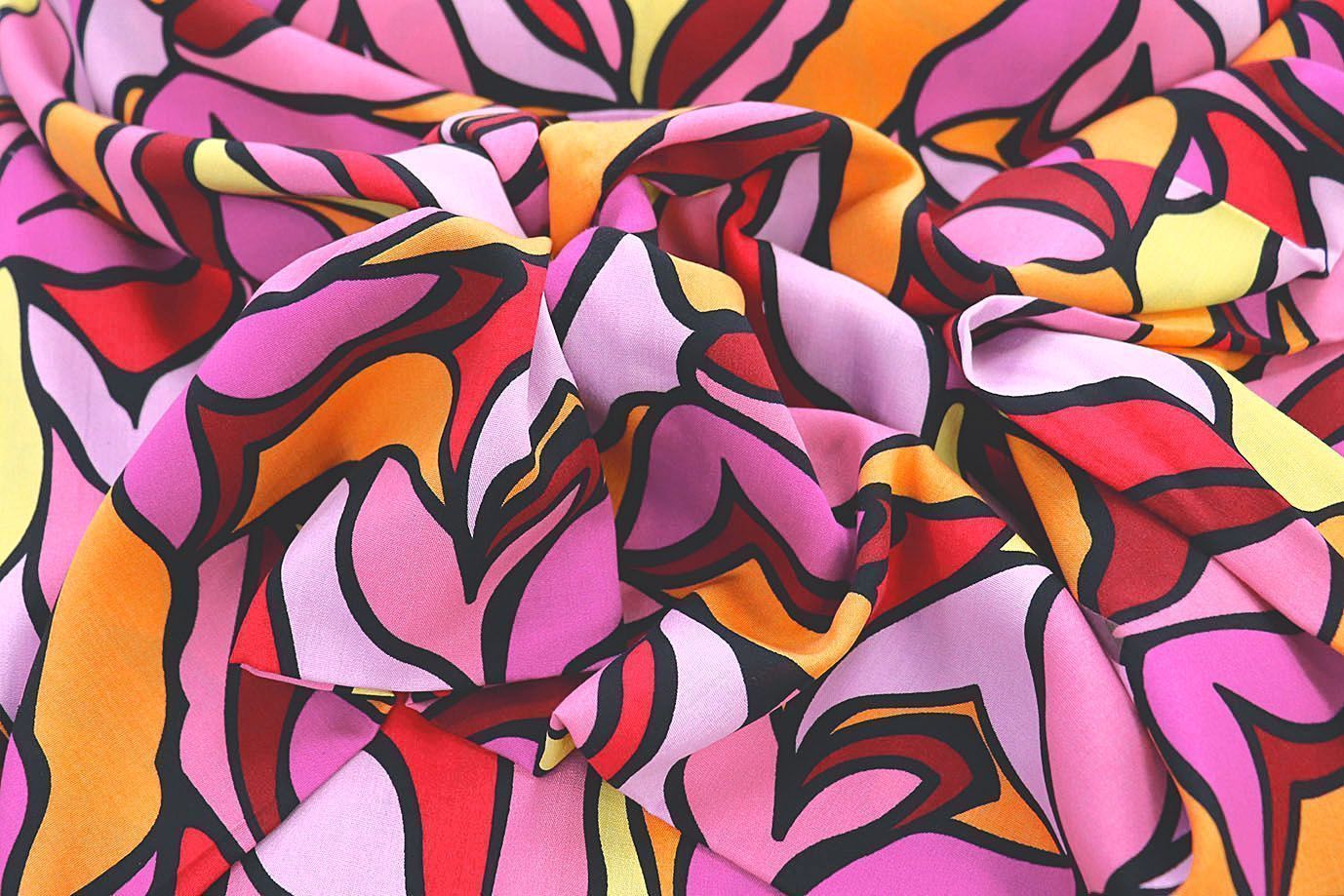 Штапель принт/розово-оранжевый 1374-PY/D#38/C#1