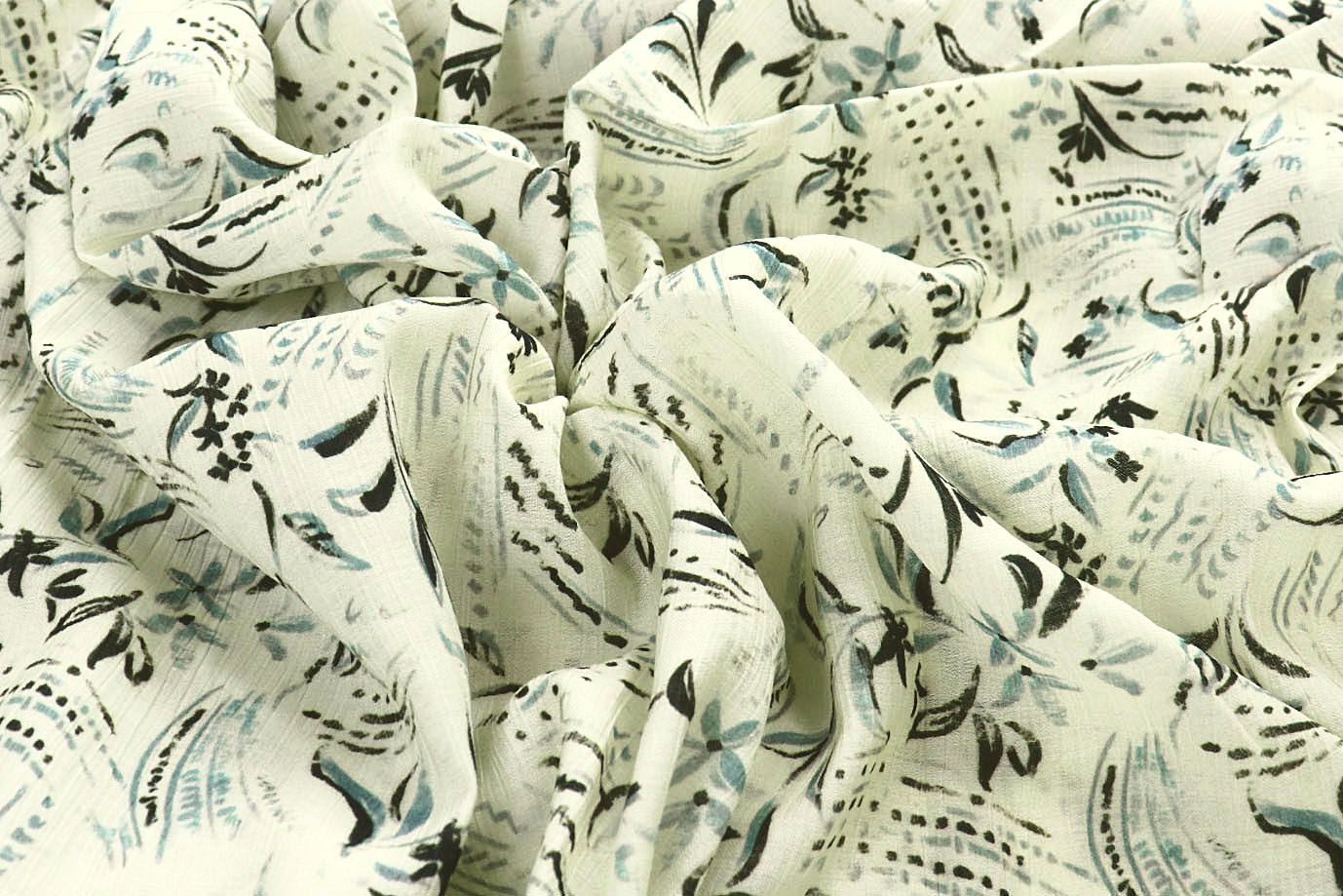 Лен "Медея" принт/цветы болотно-голубые на молочном 4097-PY/D#2/C#1