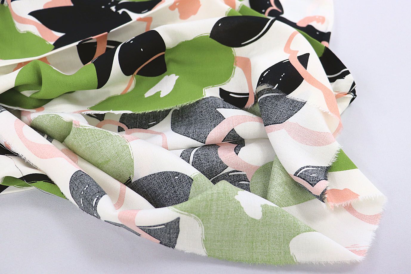 Штапель принт/чернозеленый на белом 1382-PY/D#16/C#2