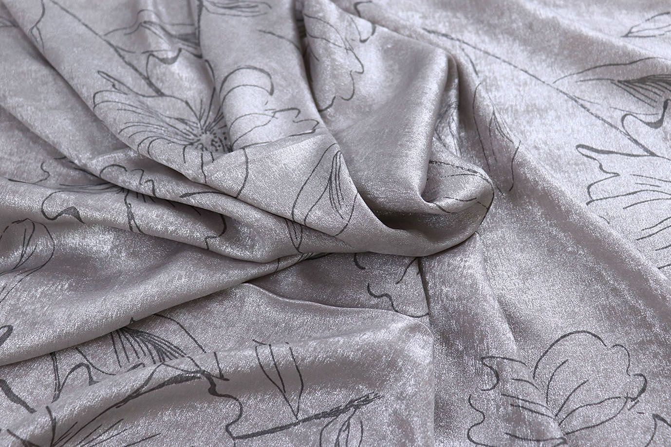 Шелк "Шиммер" жаккард/цветы на сером 4028-PY/C#1