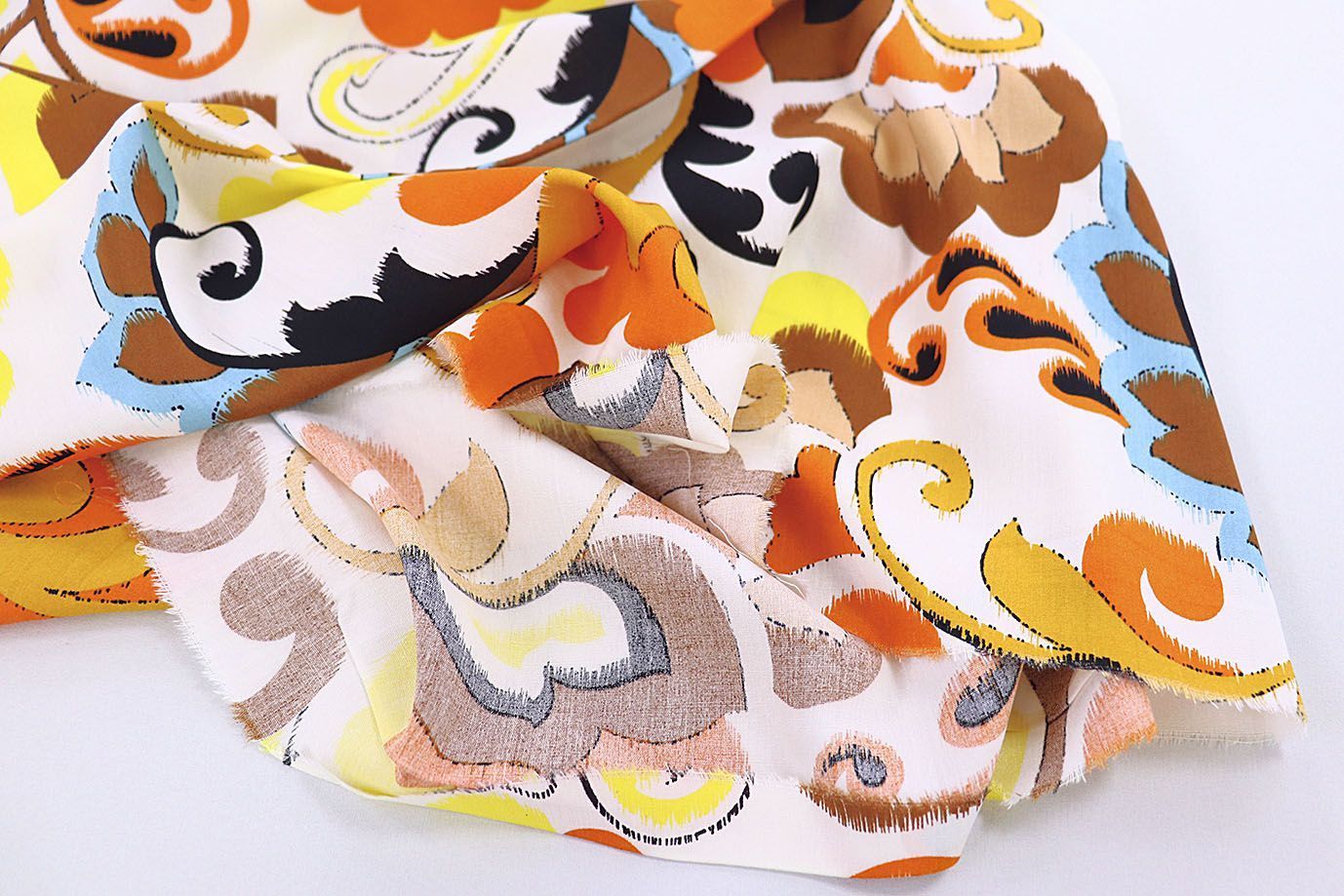 Штапель принт/желто-оранжевый на белом 1382-PY/D#6/C#3