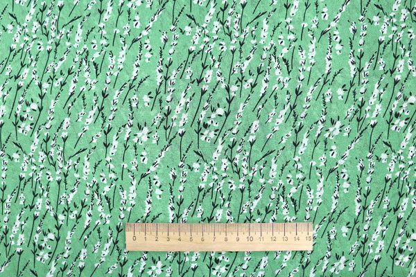 Шифон принт/цветы белые на мятном 3707-PY/D#53/C#4