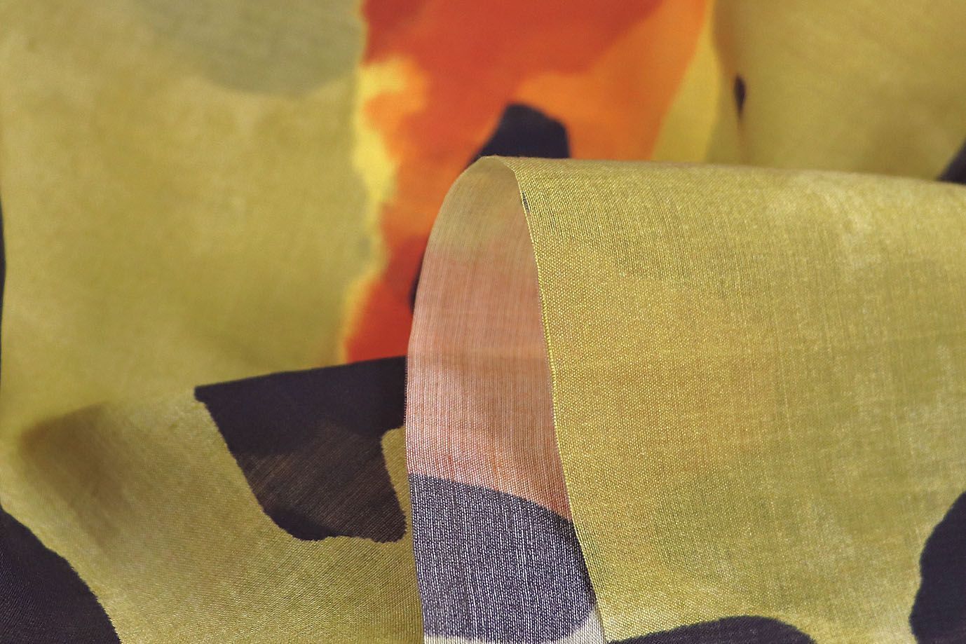 Вуаль принт/черно-оранжевый на желтом 3847-PY/D#3/C#2