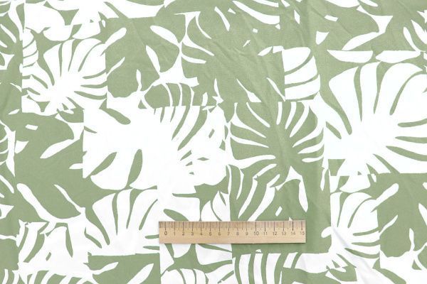 Хлопок "Поплин" принт/листья зеленые на белом 3848-PY/D#1/C#1