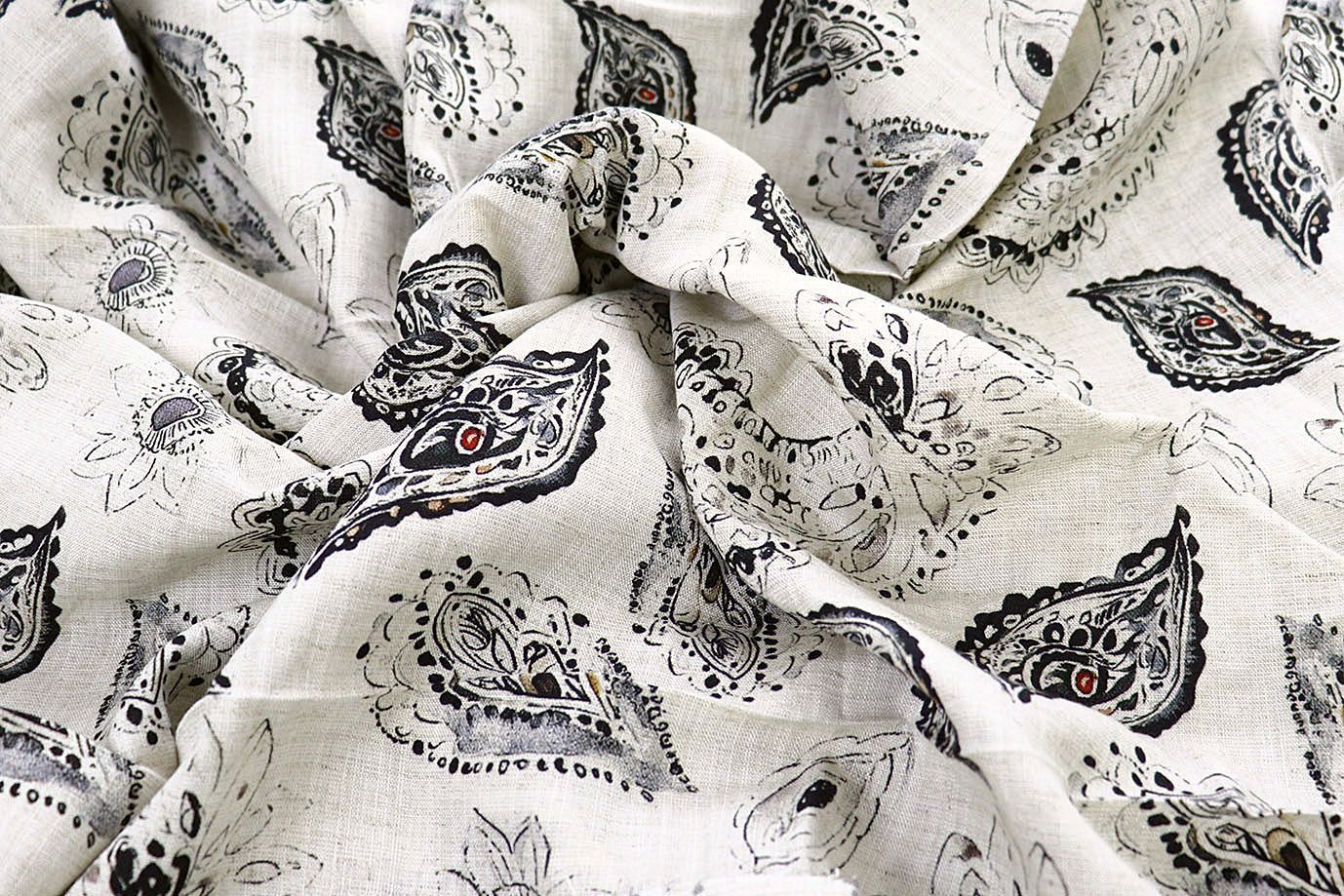 Лен принт/черный на молочном 4038-PY/D#6/C#1