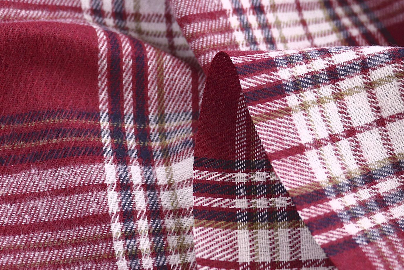 Рубашечная ткань принт/клетка белая на красном 1418-PY/D#9/C#2