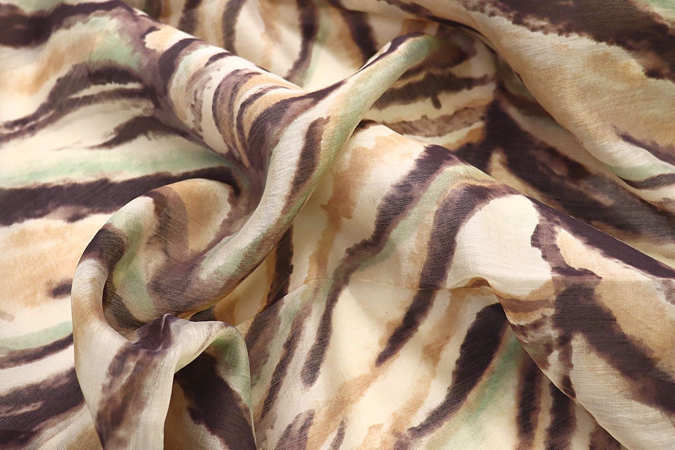 Органза принт/бежево-коричневый 3890-PY/D#1/C#3