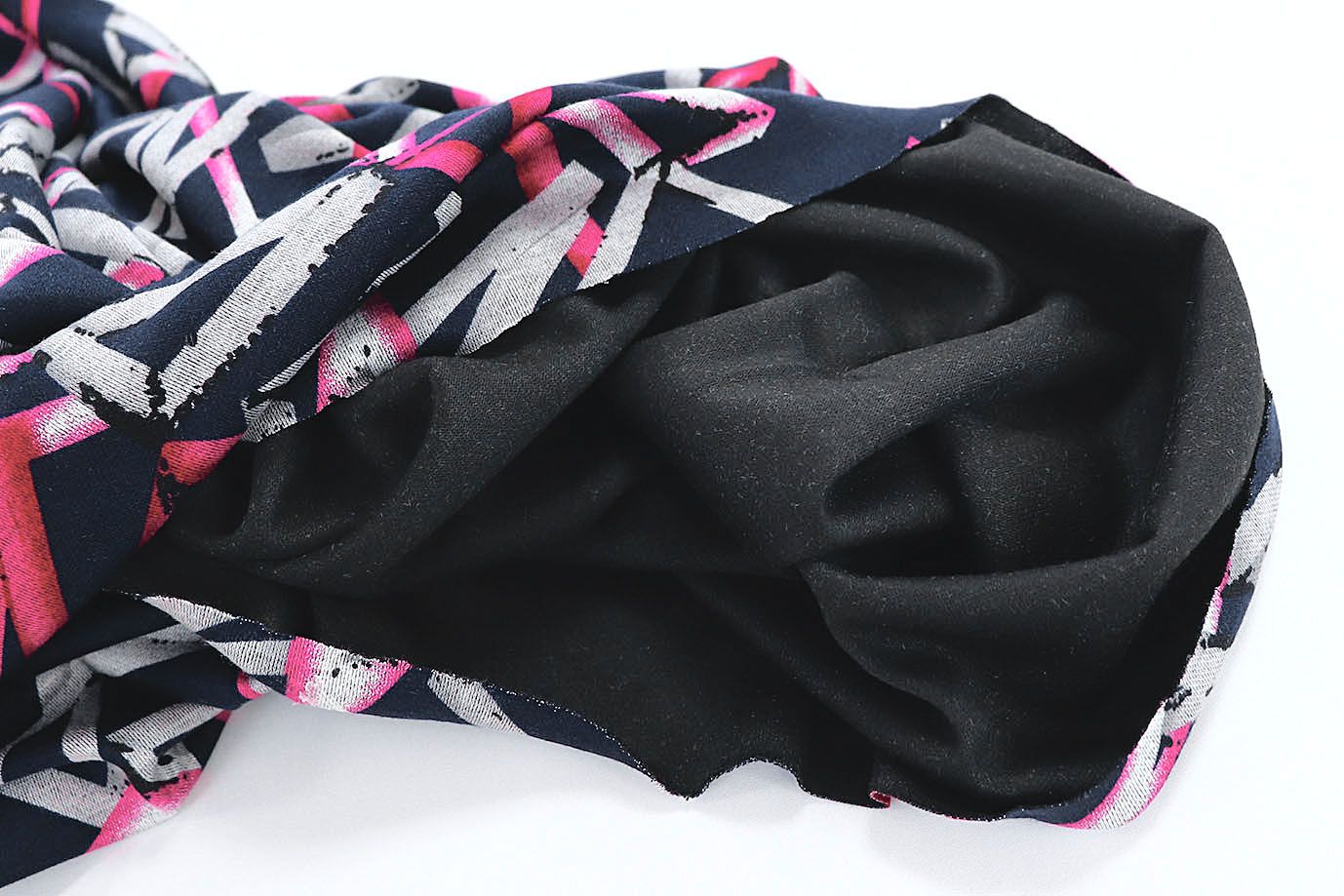 Трикотаж "Модал" принт/треугольники серо-розовые на синем 3602-PY/D#10/C#2