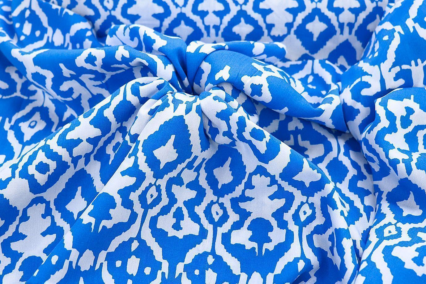 Штапель принт/узор белый на синем 1374-PY/D#52/C#1