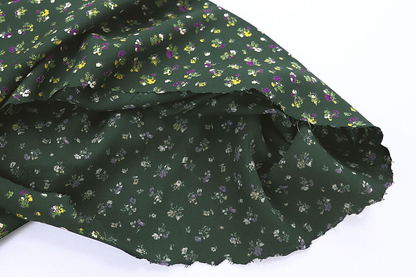 Штапель принт/цветы желто-фиолетовые на зеленом 1466-PY/D#2/C#4