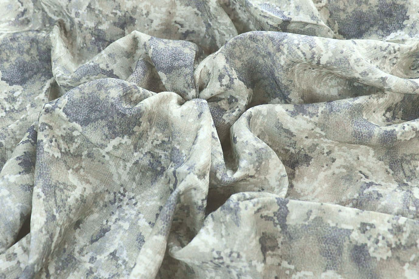 Лен "Медея" принт/цветы серые на фисташковом 4097-PY/D#10/C#1