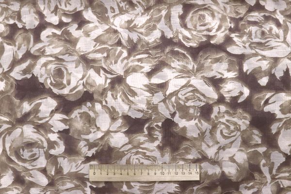 Шелк TENCEL принт/цветы бежево-коричневые 4225-PY/D#1/C#2
