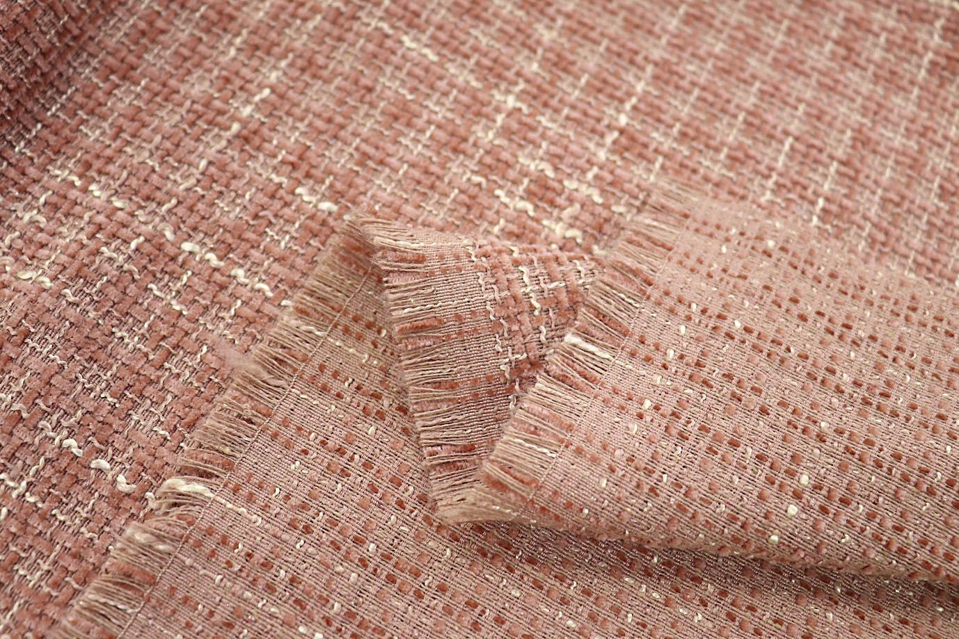 Костюмная ткань "Шанель" с люрексом/персиковый AP230226023/D#777-73-82107/C#7