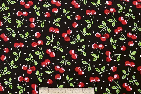 Штапель принт/ягоды красно-салатовые на черном 4203-PY/D#77/C#1