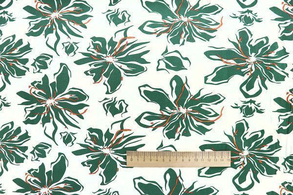 Штапель принт/цветы зеленые на белом 3858-PY/D#9/C#1