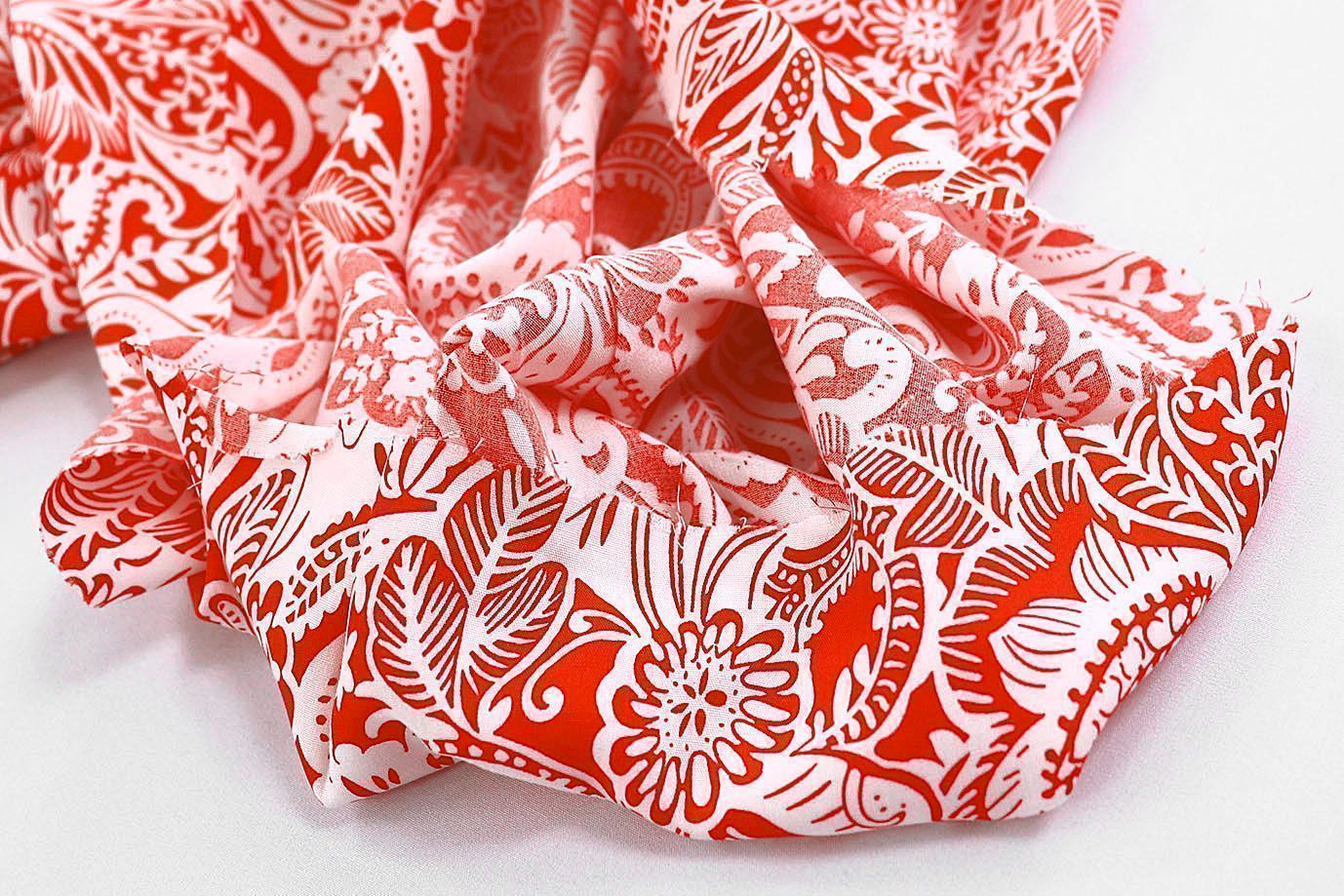 Штапель принт/узор белый на красном 1374-PY/D#39/C#5