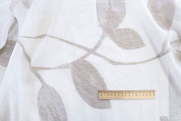 Тюль принт/коричневый на белом 1520-16/C#Taupe