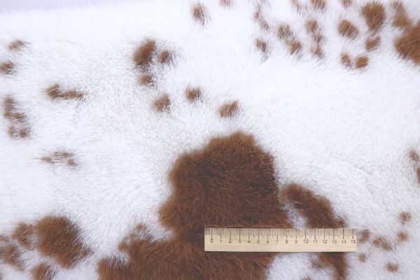 Искусственный мех "Песец" принт/пятна светло-коричневые на белом AP50618/D#289-6201/C#B