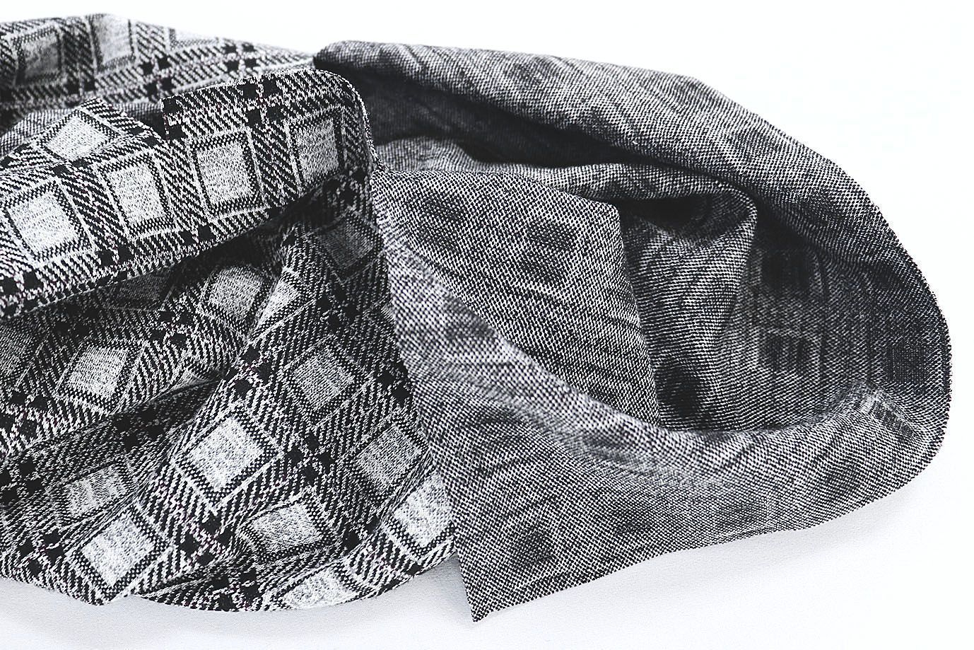 Трикотаж принт/клетка черно-серая с коричневым 2693/D#15/C#1