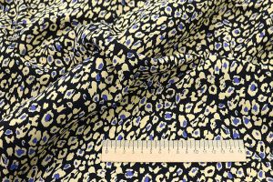 Блузочная ткань "SPH" принт/леопард сине-желтый 3386-PY/D#9773-21/C#2