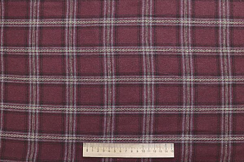 Рубашечная ткань/клетка бежево-черная на бордовом AP6032313/D#1681-6323/C#F800-674-1