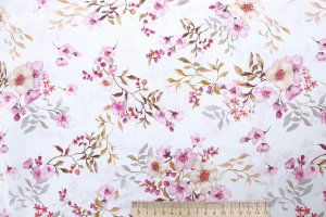 Шелк сатин принт/цветы розово-бронзовые на белом 4104-PY/D#9/C#2