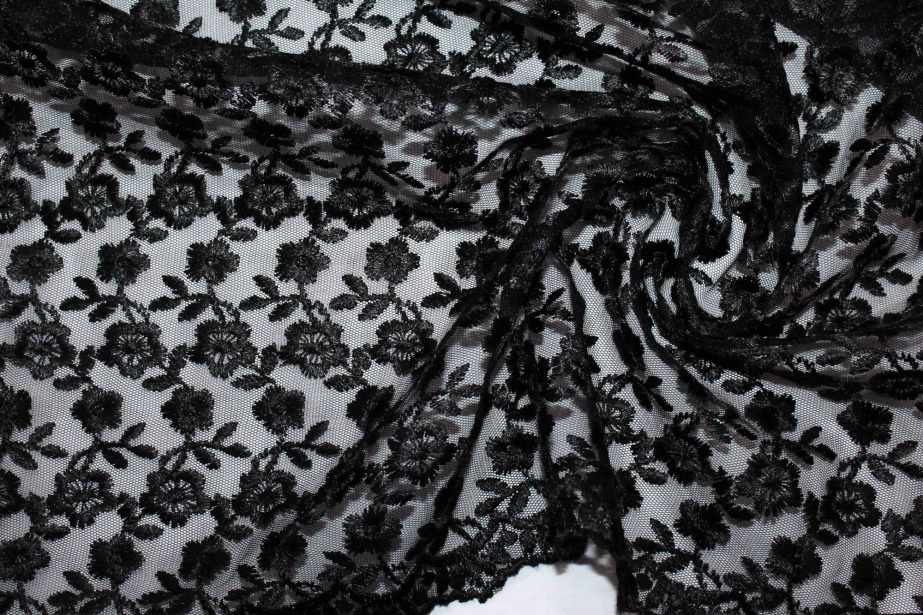 Сетка Индонезия с вышивкой/черный гип-21/D#19381 B1/C#Black