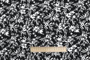 Штапель принт/цветы белые на черном 3671-PY/D#9/C#1
