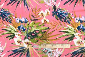 Штапель твил принт/цветы на розовом 3184-PY/D#9752-249/C#4