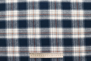 Рубашечная ткань/клетка бежево-красная на синем AP6032313/D#1681-6323/C#F800-634-5