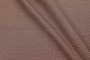 Костюмная ткань "Шотландка" принт/гусиная лапка светло-коричневая 3079/D#6/C#5