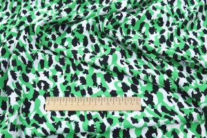 Блузочная ткань "SPH" принт/пятна черно-белые на зеленом 3386-PY/D#9776-371/C#3