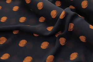 Шифон креп принт/горох оранжевый на черном 3186-PY/D#9750-281/C#3 (10920)