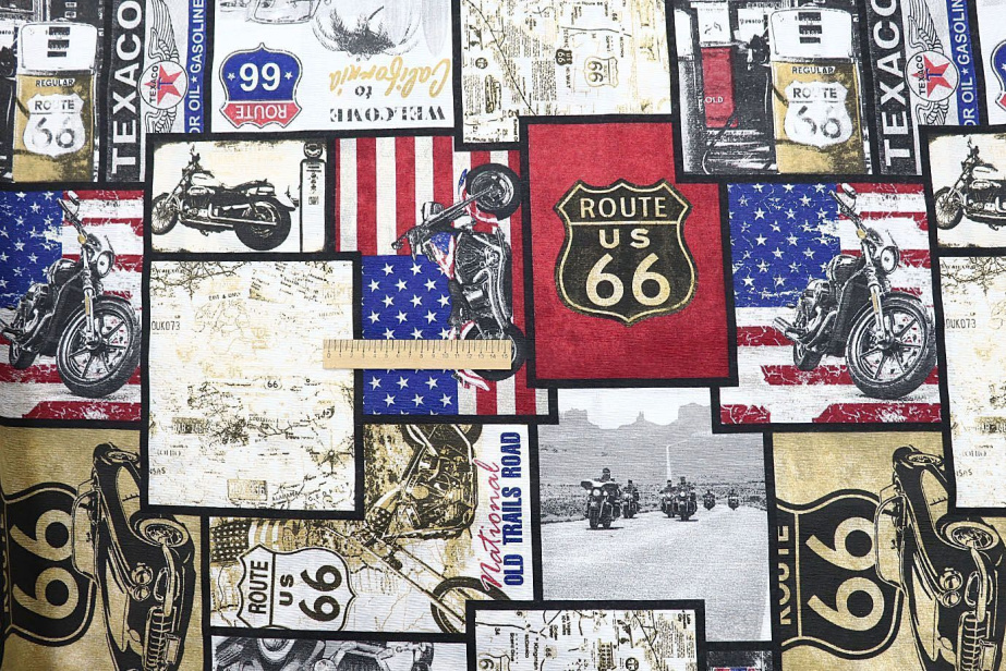 Ткань домашнего текстиля принт Route-66 Unico