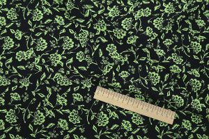 Блузочная ткань "SPH Прадо" принт/цветы зеленые на черном 3465-PY/D#1/C#2
