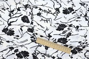 Блузочная ткань "SPH Прадо" принт/цветы черные на белом 3465-PY/D#5/C#1