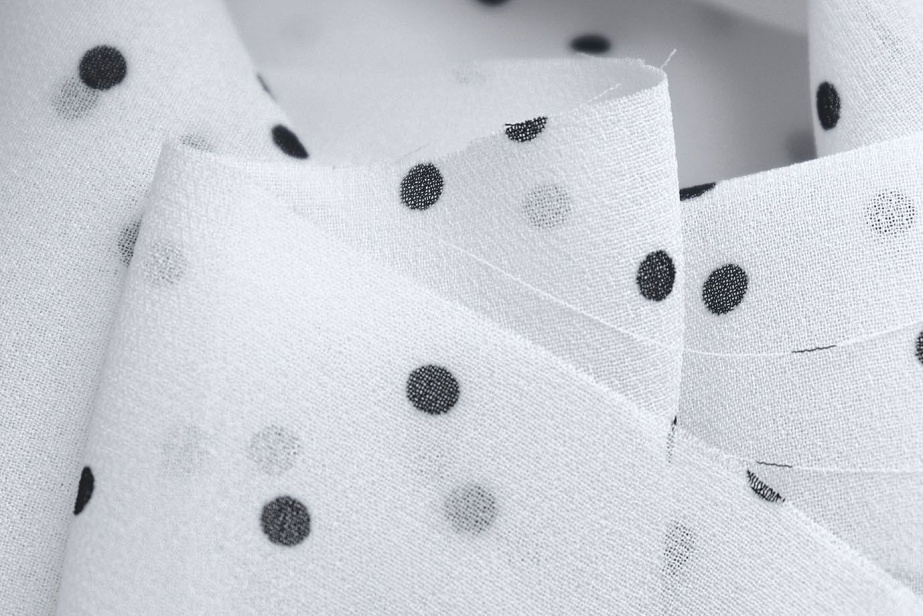 Шифон принт/горох черный на белом 4286-PY/D#5/C#1