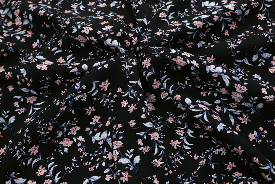 Штапель принт/цветы на черном 3198-PY/D#8/C#5 (10929)