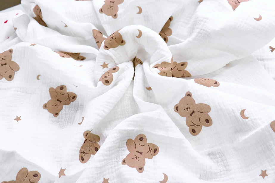 Муслин принт/мишки на белом 1414-PY/D#4/C#1 (7614)