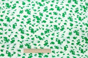 Блузочная ткань "SPH" принт/цветы зеленые на белом 3424-PY/D#H1618/C#6
