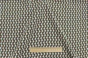 Блузочная ткань "SPH" принт/черно-бело-оранжевый на зеленом 3621-PY/D#5/C#2