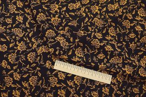 Блузочная ткань "SPH Прадо" принт/цветы желтые на черном 3465-PY/D#1/C#1