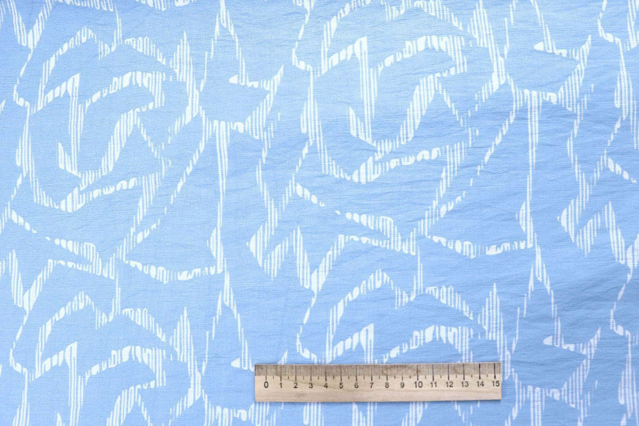 Лен БОХО принт/узор белый на голубом 4223-PY/D#1/C#3