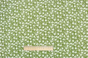 Блузочная ткань "SPH" принт/цветы белые на зеленом 3668-PY/D#6/C#2