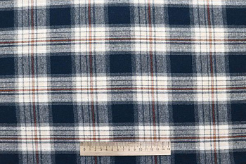 Рубашечная ткань/клетка бежево-красная на синем AP6032313/D#1681-6323/C#F800-634-5