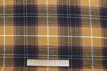 Рубашечная ткань/клетка коричнево-белая на желтом AP6032313/D#1681-6323/C#F800-636-3
